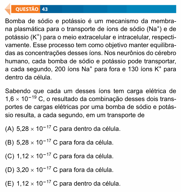 Enunciado da questão 43 de Física do FAMECA 2024