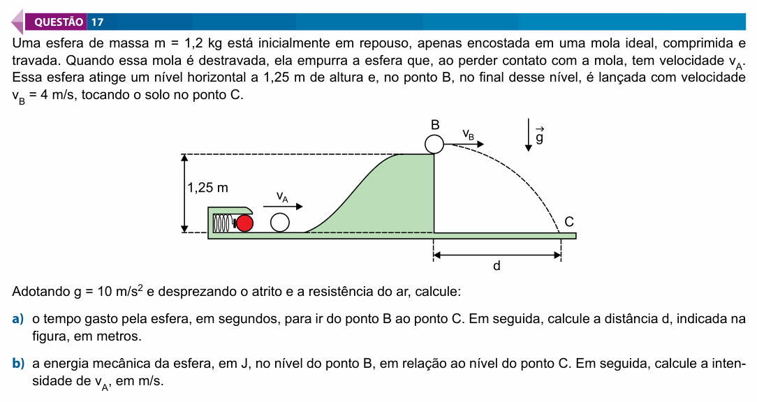Enunciado da questão 17 de Física do FAMECA 2025 (2º dia)