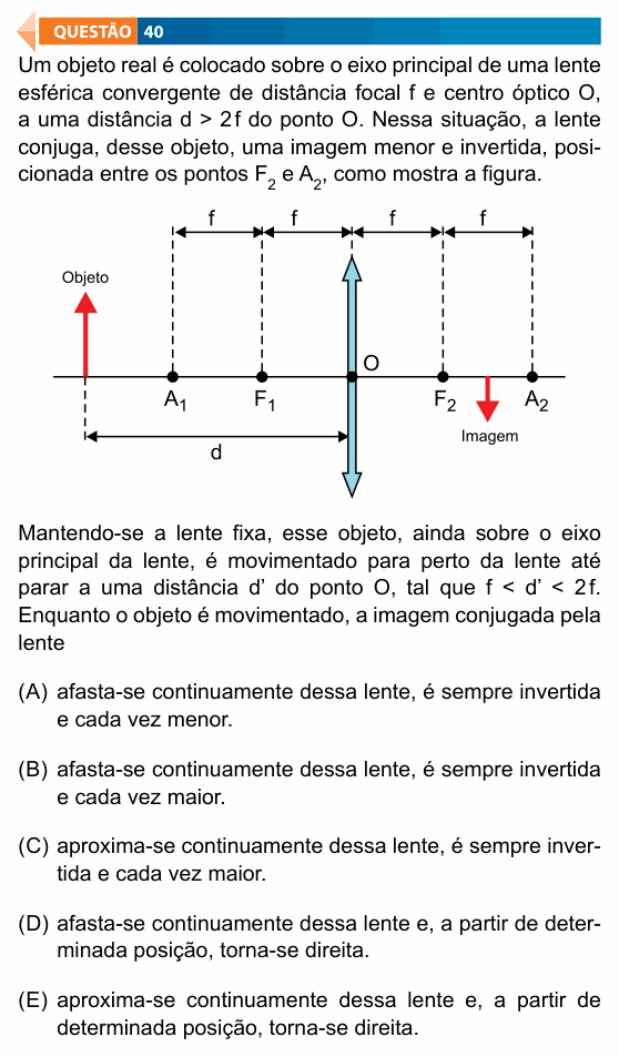Enunciado da questão 40 de Física do FAMECA 2025
