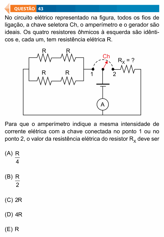 Enunciado da questão 43 de Física do FAMECA 2025