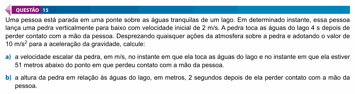 Enunciado da questão 15 de Física do FAMECA 2026 (2º dia)