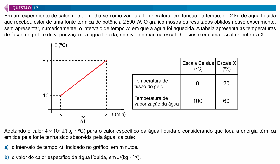 Enunciado da questão 17 de Física do FAMECA 2026 (2º dia)