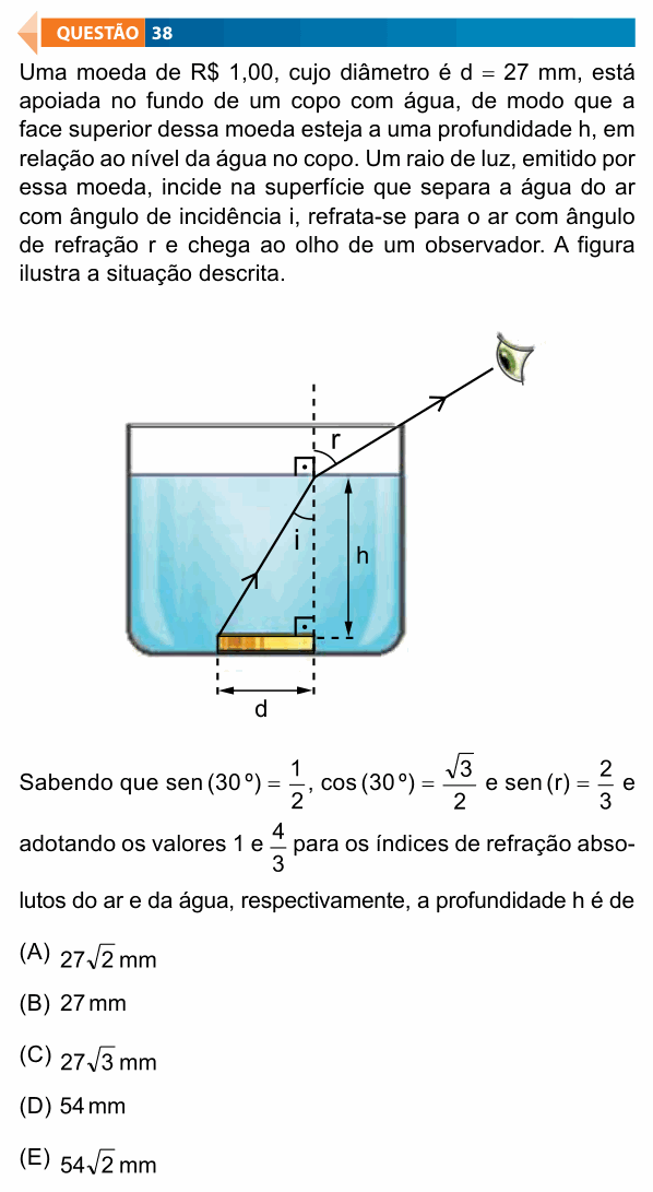 Enunciado da questão 38 de Física do FAMECA 2026