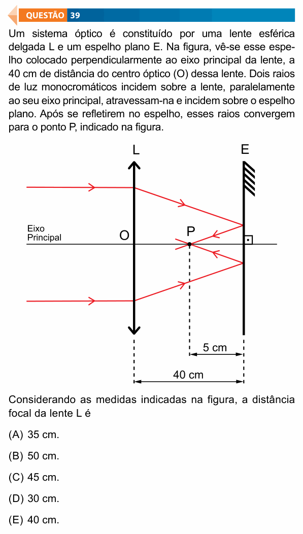 Enunciado da questão 39 de Física do FAMECA 2026