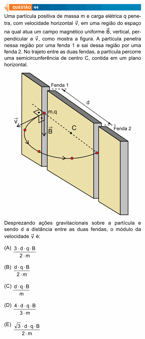 Enunciado da questão 44 de Física do FAMECA 2026