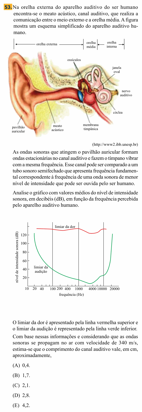 Enunciado da questão 53 de Física do Santa Marcelina 2012 (2º semestre)