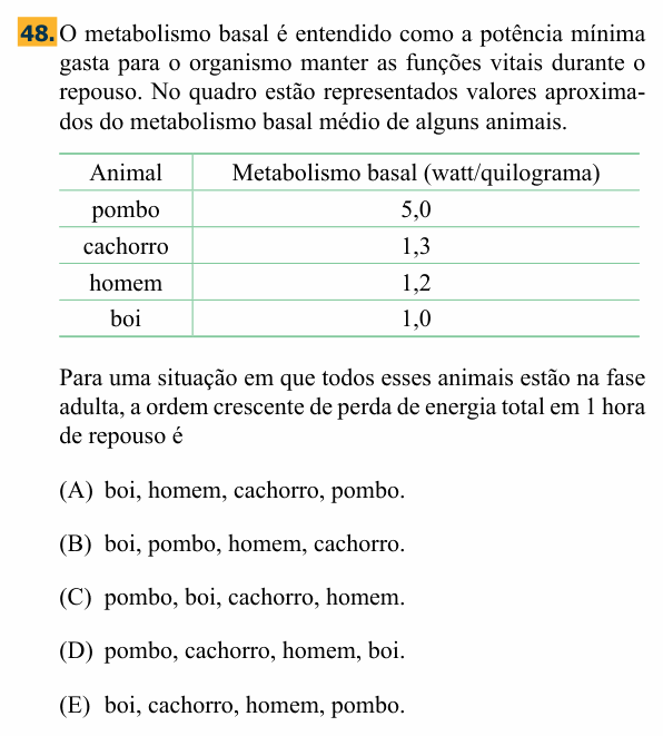 Enunciado da questão 48 de Física do Santa Marcelina 2013
