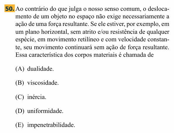 Enunciado da questão 50 de Física do Santa Marcelina 2013