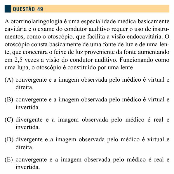 Enunciado da questão 49 de Física do Santa Marcelina 2013 (2º semestre)