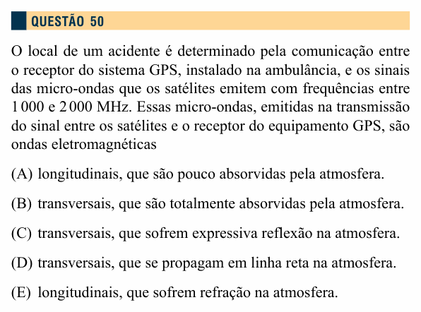 Enunciado da questão 50 de Física do Santa Marcelina 2013 (2º semestre)