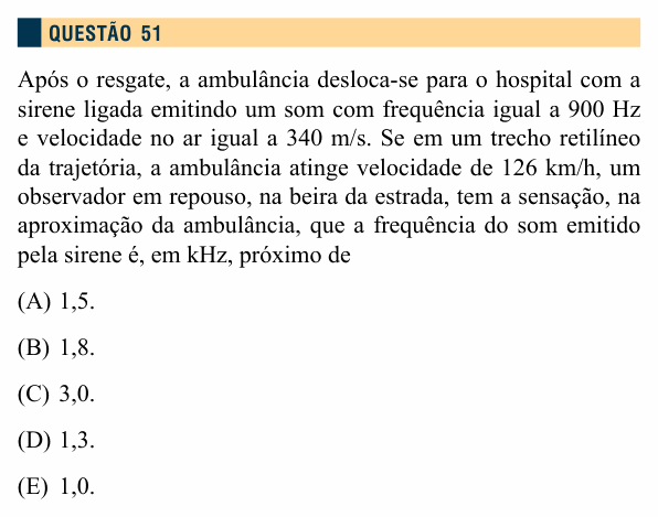 Enunciado da questão 51 de Física do Santa Marcelina 2013 (2º semestre)