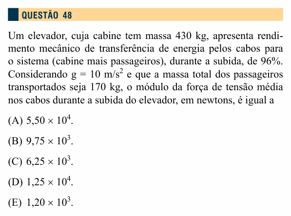 Enunciado da questão 48 de Física do Santa Marcelina 2014