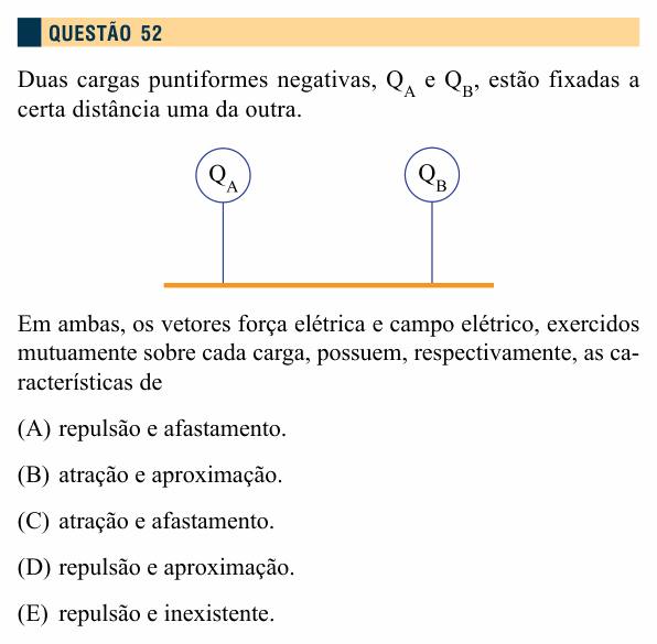 Enunciado da questão 52 de Física do Santa Marcelina 2014