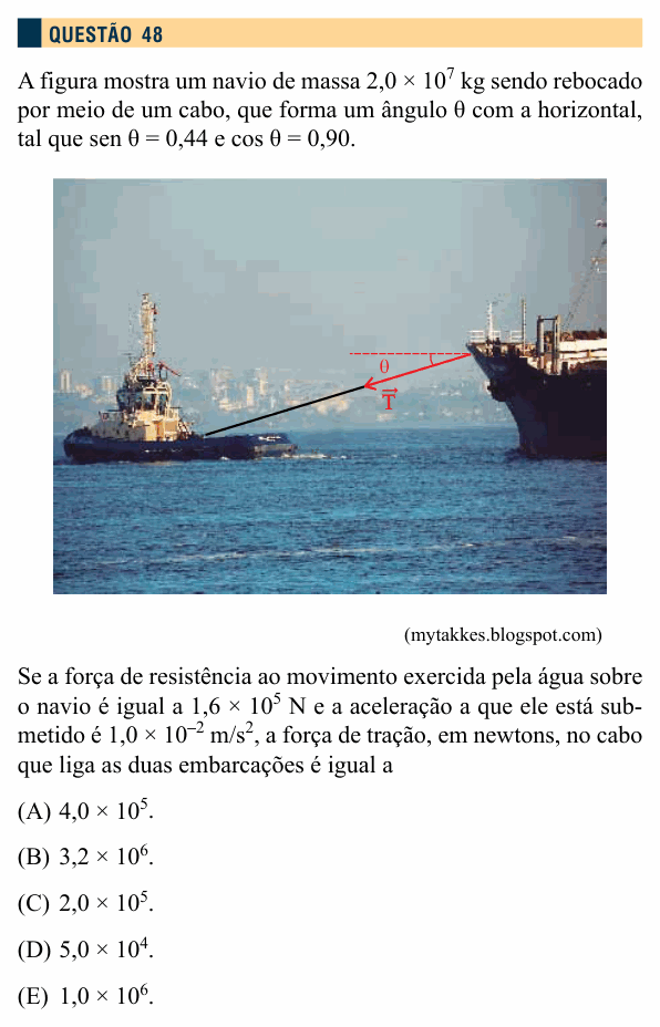 Enunciado da questão 48 de Física do Santa Marcelina 2014 (2º semestre)