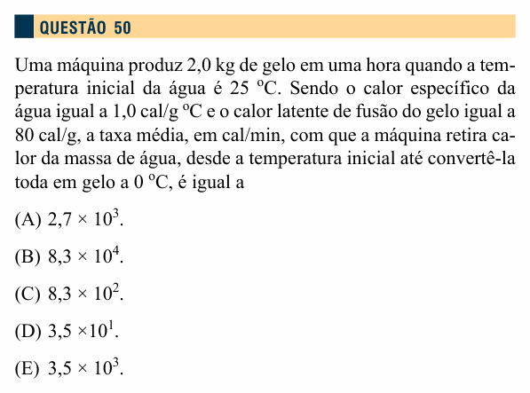 Enunciado da questão 50 de Física do Santa Marcelina 2014 (2º semestre)