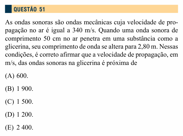 Enunciado da questão 51 de Física do Santa Marcelina 2014 (2º semestre)