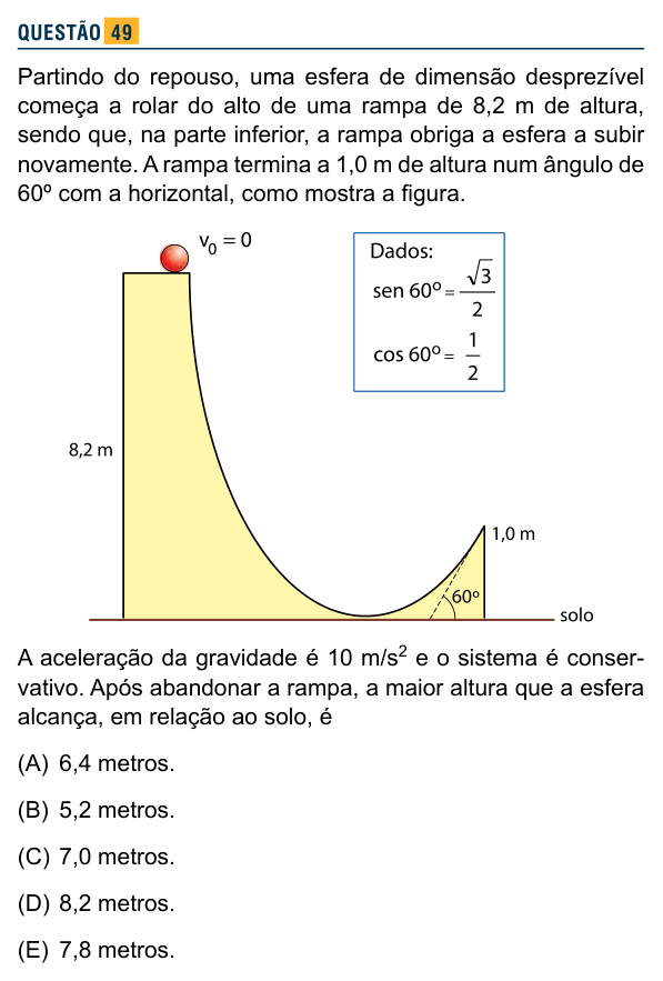 Enunciado da questão 49 de Física do Santa Marcelina 2015