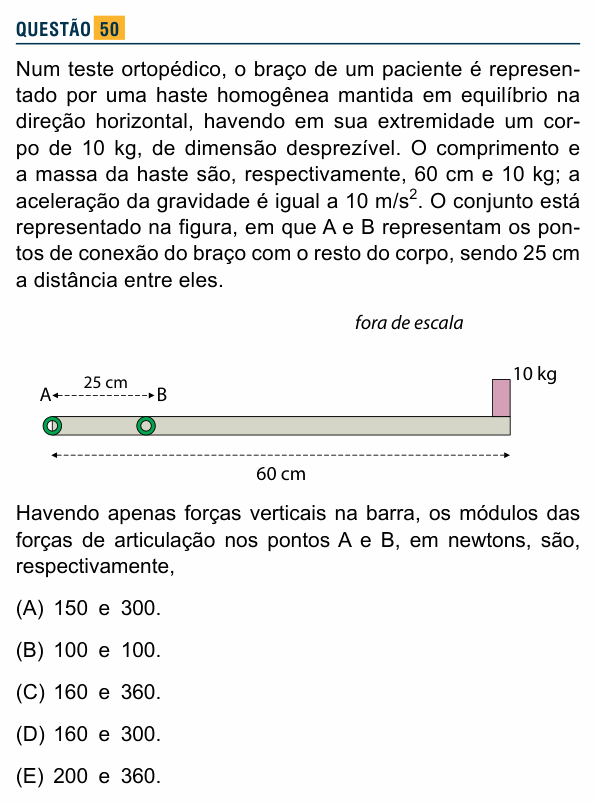 Enunciado da questão 50 de Física do Santa Marcelina 2015