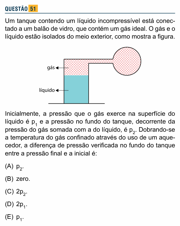 Enunciado da questão 51 de Física do Santa Marcelina 2015