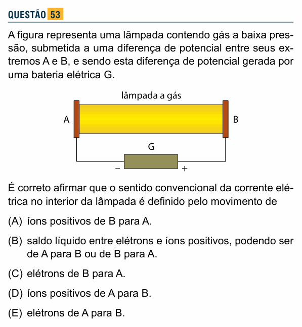 Enunciado da questão 53 de Física do Santa Marcelina 2015