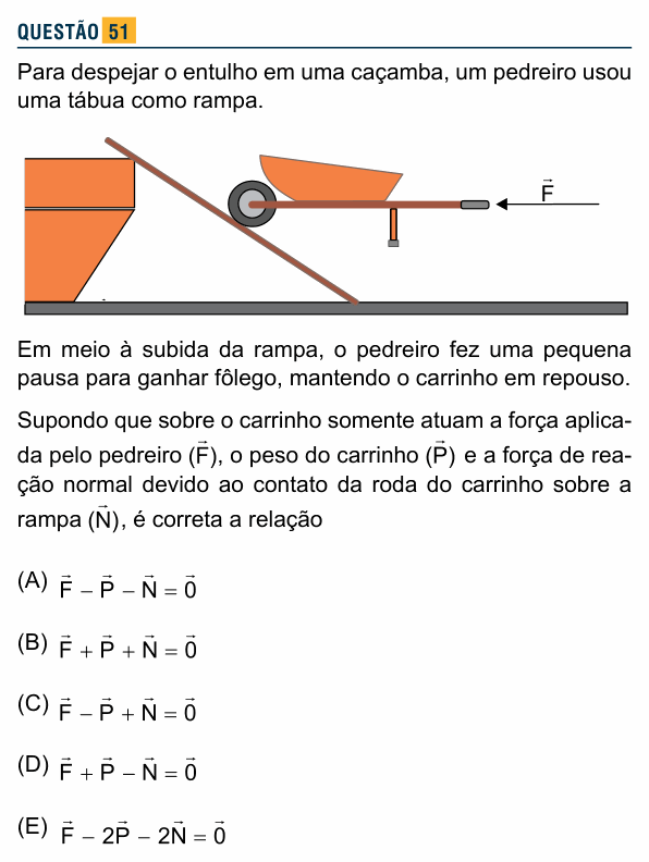 Enunciado da questão 51 de Física do Santa Marcelina 2015 (2º semestre)