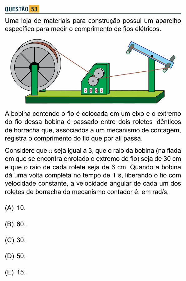 Enunciado da questão 53 de Física do Santa Marcelina 2015 (2º semestre)
