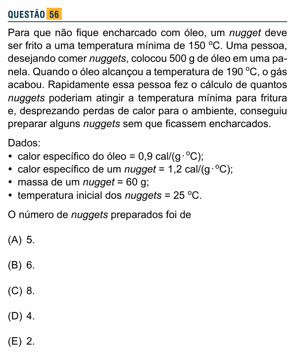 Enunciado da questão 56 de Física do Santa Marcelina 2015 (2º semestre)