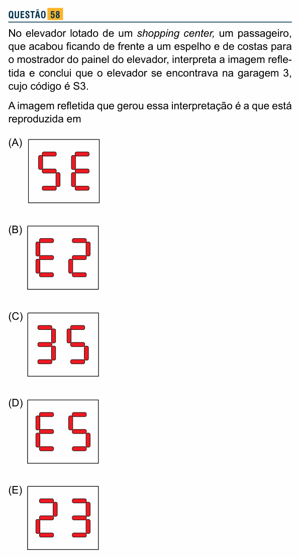 Enunciado da questão 58 de Física do Santa Marcelina 2015 (2º semestre)