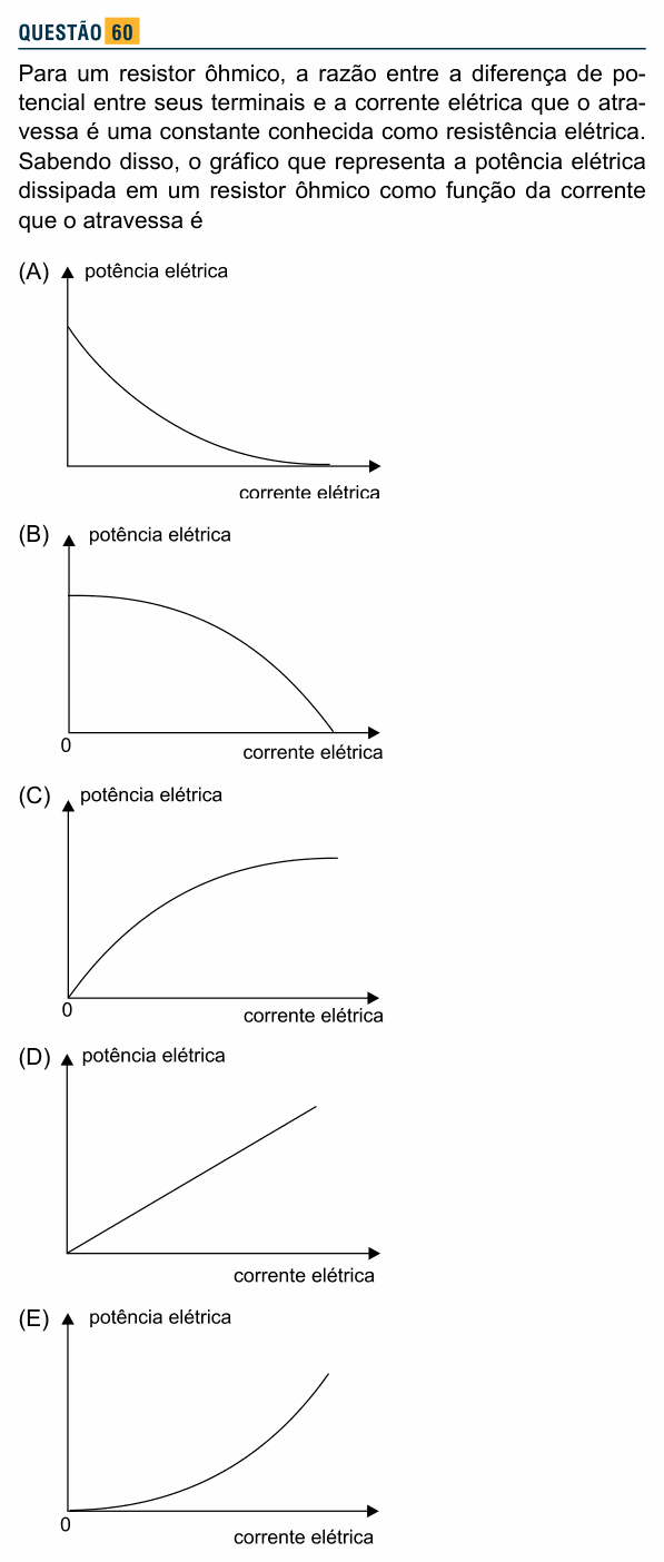 Enunciado da questão 60 de Física do Santa Marcelina 2015 (2º semestre)