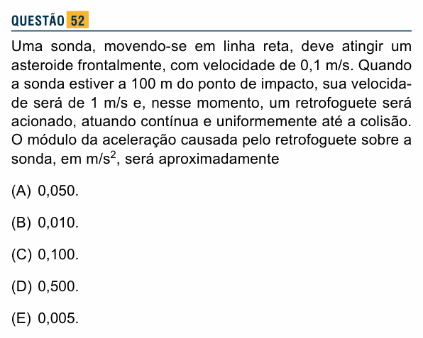 Enunciado da questão 52 de Física do Santa Marcelina 2016