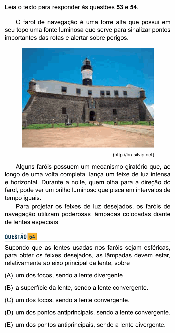Enunciado da questão 54 de Física do Santa Marcelina 2016