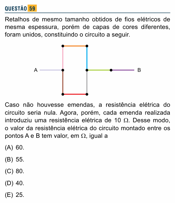 Enunciado da questão 59 de Física do Santa Marcelina 2016