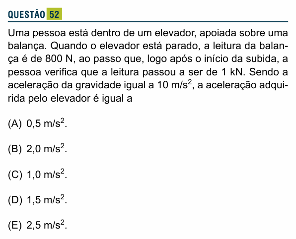 Enunciado da questão 52 de Física do Santa Marcelina 2016 (2º semestre)