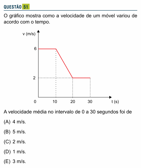 Enunciado da questão 51 de Física do Santa Marcelina 2017
