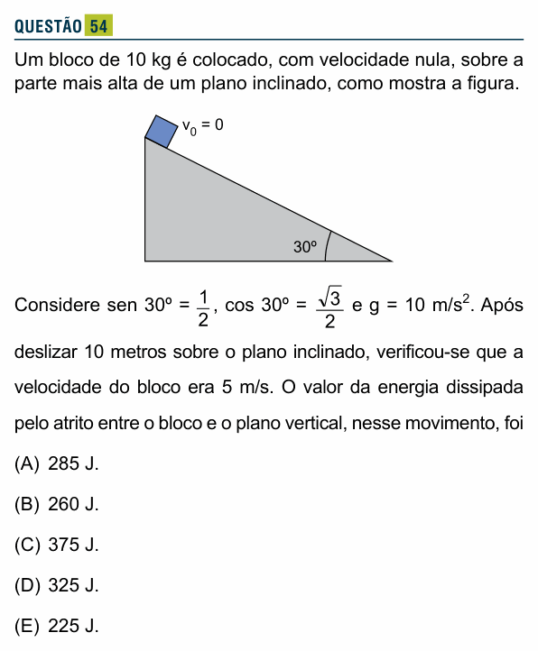 Enunciado da questão 54 de Física do Santa Marcelina 2017