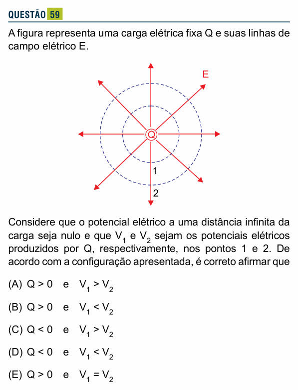 Enunciado da questão 59 de Física do Santa Marcelina 2017