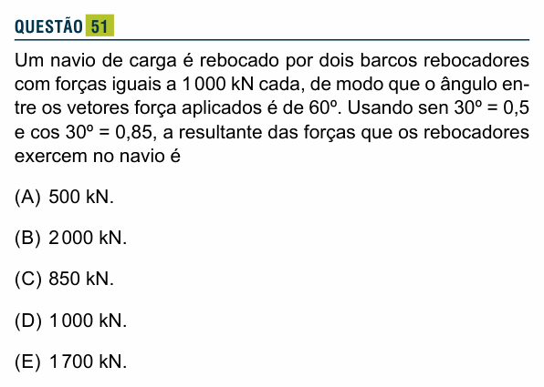 Enunciado da questão 51 de Física do Santa Marcelina 2018