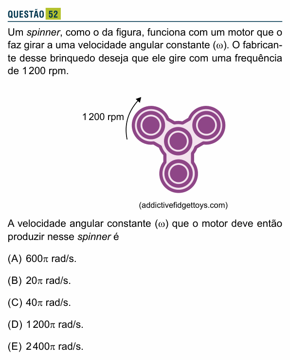 Enunciado da questão 52 de Física do Santa Marcelina 2018