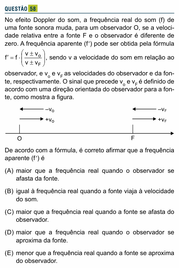 Enunciado da questão 58 de Física do Santa Marcelina 2018