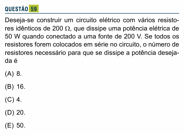 Enunciado da questão 59 de Física do Santa Marcelina 2018