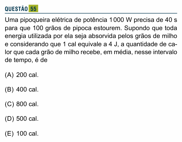 Enunciado da questão 55 de Física do Santa Marcelina 2019