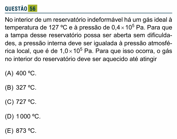 Enunciado da questão 56 de Física do Santa Marcelina 2019