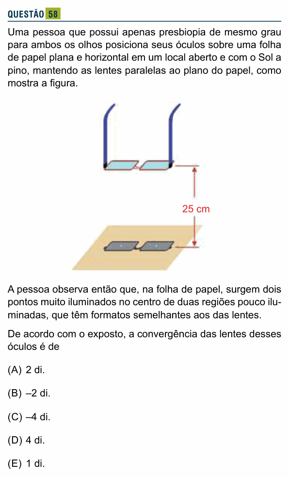Enunciado da questão 58 de Física do Santa Marcelina 2019