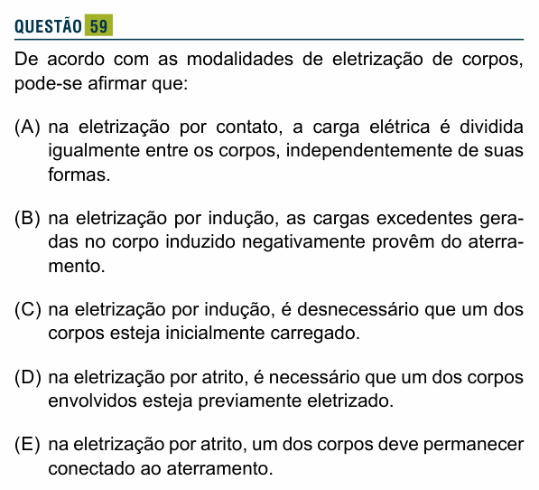 Enunciado da questão 59 de Física do Santa Marcelina 2019