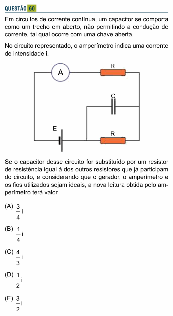 Enunciado da questão 60 de Física do Santa Marcelina 2019
