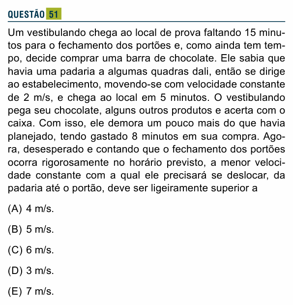 Enunciado da questão 51 de Física do Santa Marcelina 2020