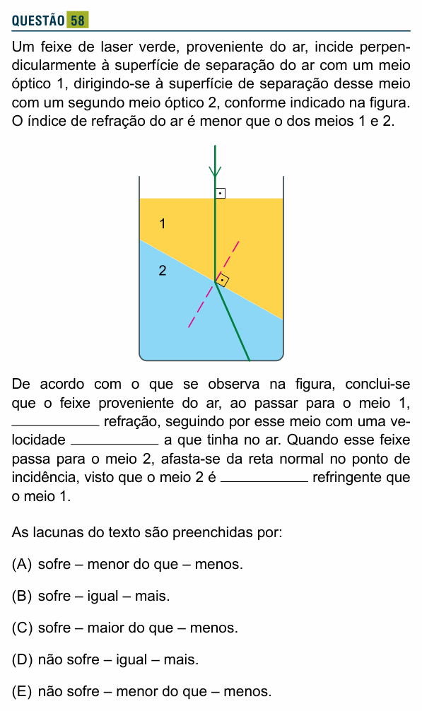 Enunciado da questão 58 de Física do Santa Marcelina 2020