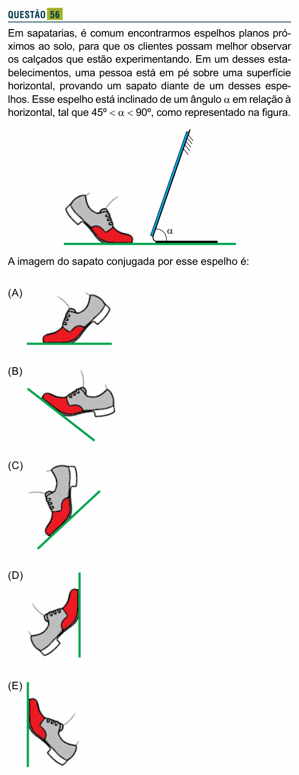 Enunciado da questão 56 de Física do Santa Marcelina 2022 (2º semestre)