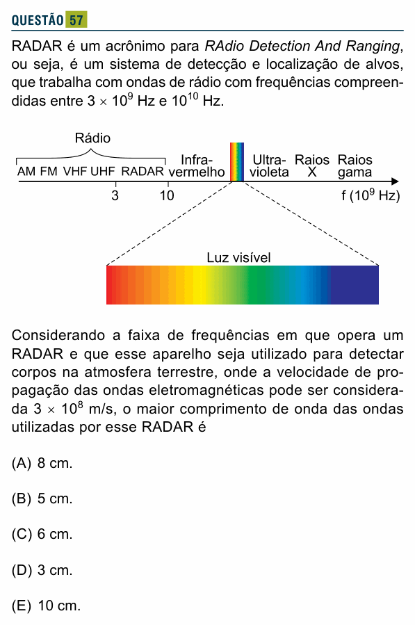 Enunciado da questão 57 de Física do Santa Marcelina 2022 (2º semestre)