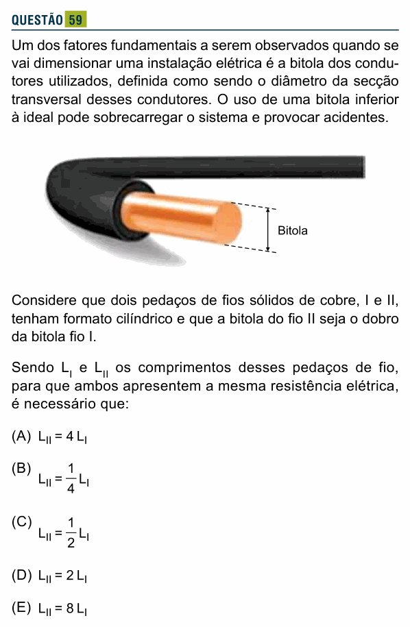 Enunciado da questão 59 de Física do Santa Marcelina 2022 (2º semestre)